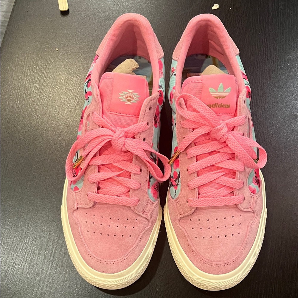 Adidas Women's Pink and Floral Sneakers